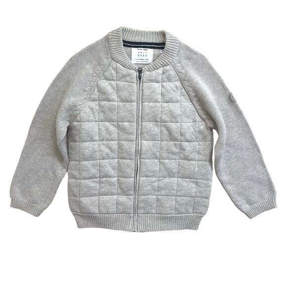 Zara Baby Knot Zip Up Sweater Jacket Beige Size 3/4 - Picture 1 of 3